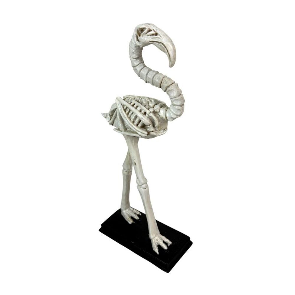 Flamingo Skeleton Statue Distressed Resin Tabletop Sculpture 12 in Decor